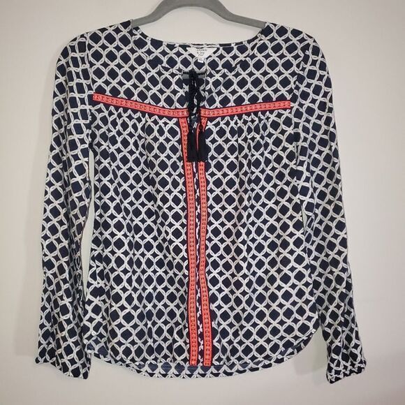 CROWN & IVY NAVY & WHITE TOP SIZE PP - Picture 1 of 6